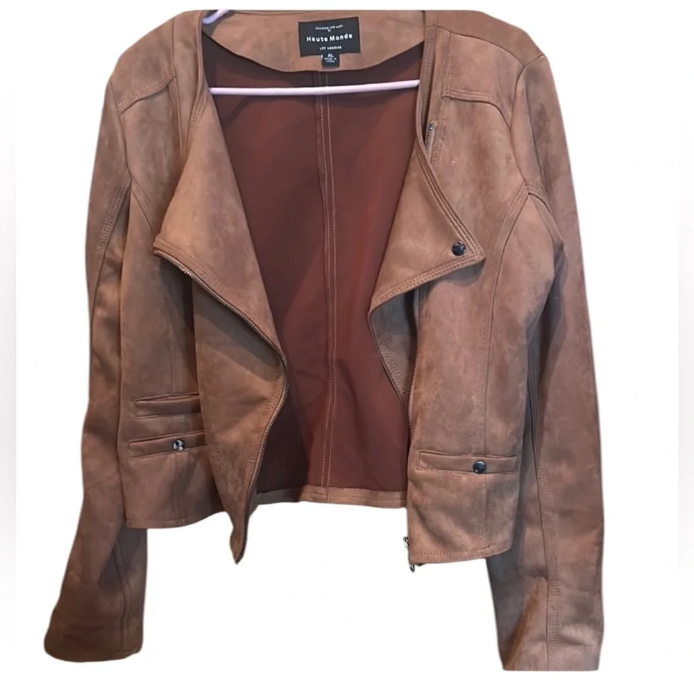 Haute Monde Tan Leather Jacket XL Excellent preloved condition soft - Picture 2 of 7